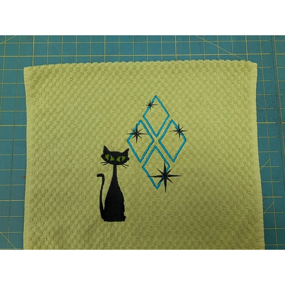 Mid Mod Cat Retro Mid Century Modern Atomic Kitchen Bath Hand Bar Towel
